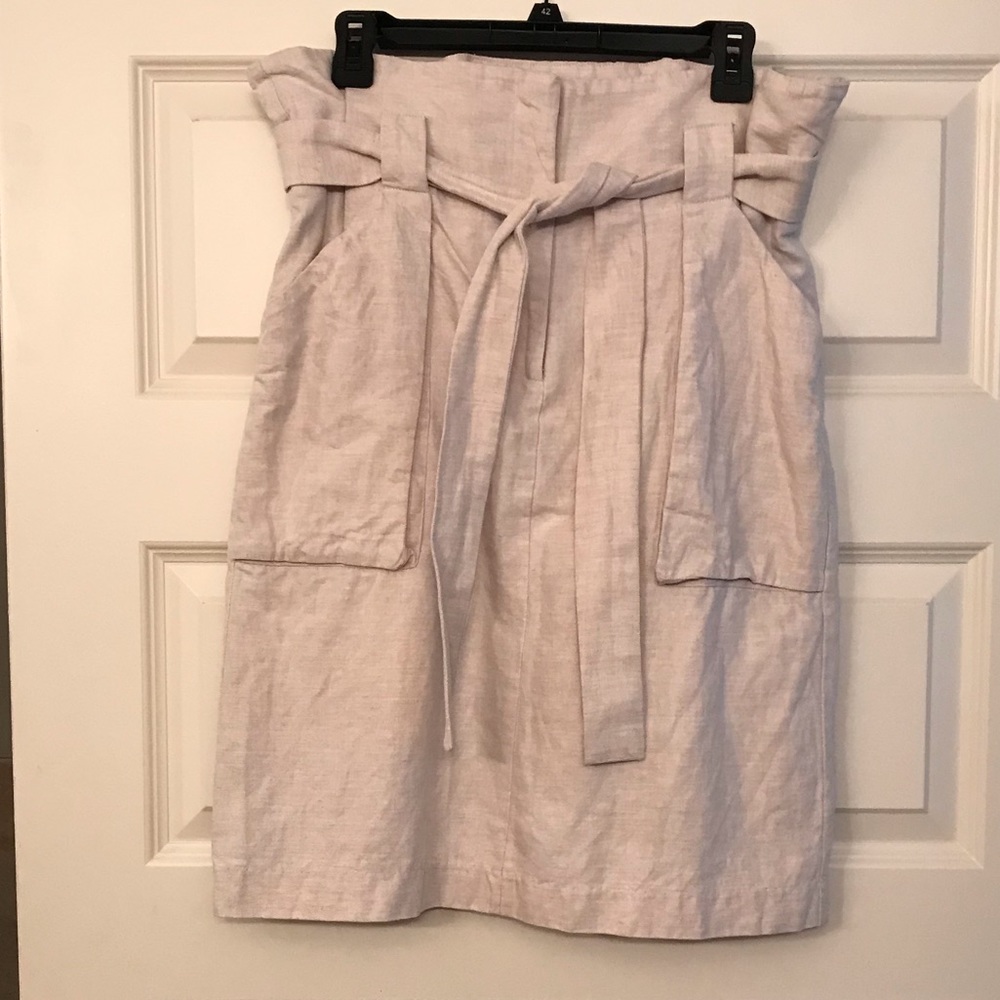 H&M Linen blend paper bag skirt